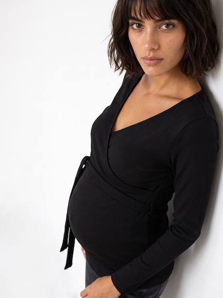 Long-sleeved maternity and nursing T-shirt black - vertbaudet enfant 