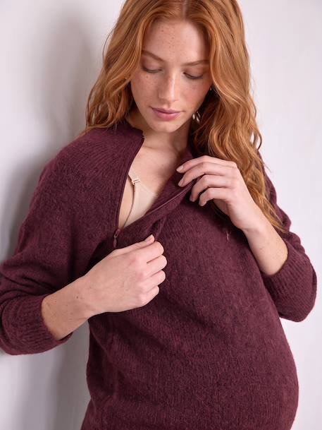 Maternity and nursing jumper bordeaux red+khaki - vertbaudet enfant 