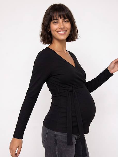 Long-sleeved maternity and nursing T-shirt black - vertbaudet enfant 