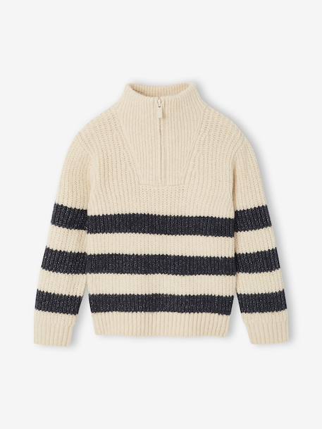 Pull col montant garçon blanc chiné - vertbaudet enfant 