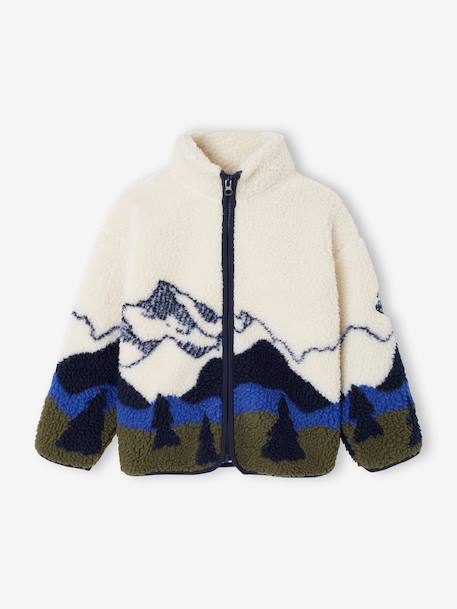 Sherpa jacket with long sleeves and zip fastening for boys ecru - vertbaudet enfant 