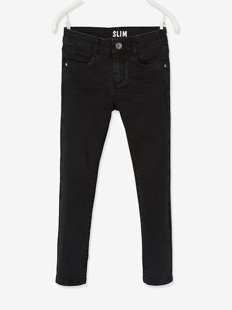 Slim Leg Waterless Jeans, MorphologiK MEDIUM Hip, for Girls Washed Black - vertbaudet enfant 