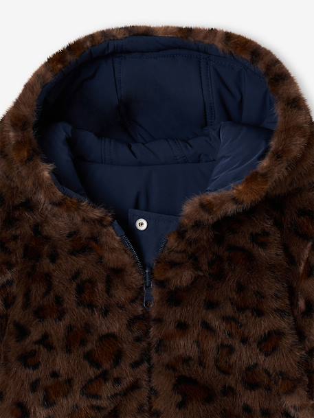 Reversible parka for girls khaki+navy blue - vertbaudet enfant 