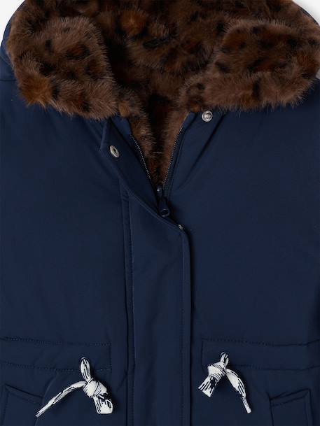 Reversible parka for girls khaki+navy blue - vertbaudet enfant 
