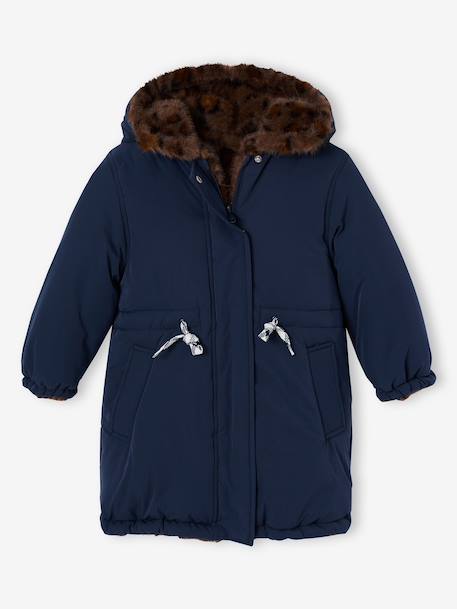 Parka réversible enfant fille khaki+navy blue - vertbaudet enfant 