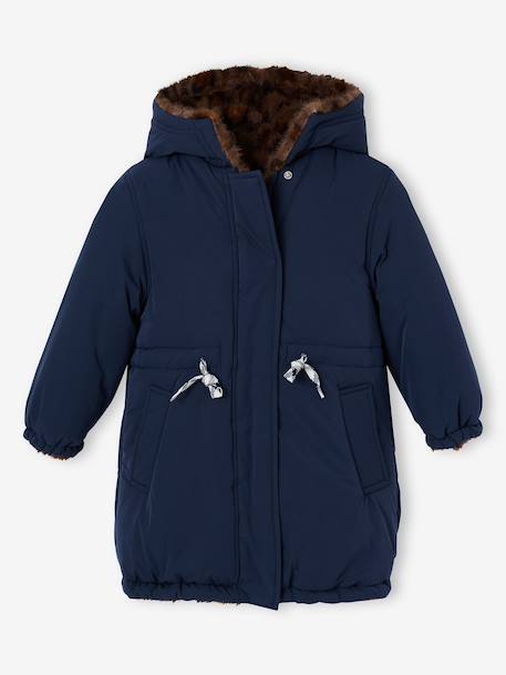 Parka réversible enfant fille khaki+navy blue - vertbaudet enfant 