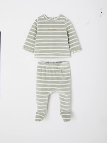 Pack of 2 newborn long-sleeved pyjamas sage green - vertbaudet enfant 