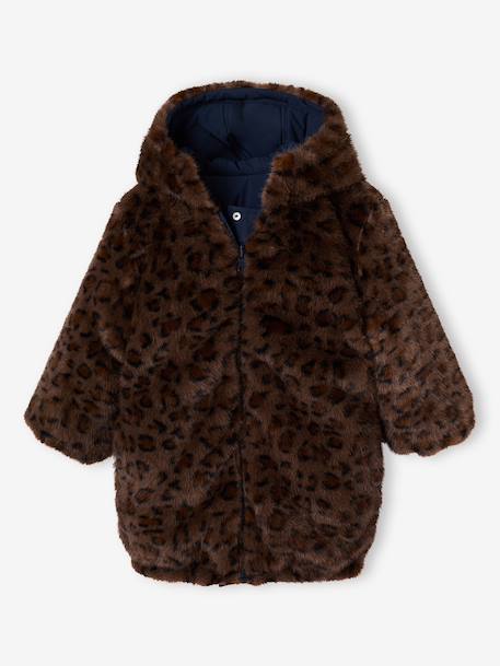 Reversible parka for girls khaki+navy blue - vertbaudet enfant 