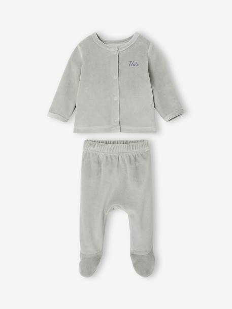 Pack of 2 newborn long-sleeved pyjamas sage green - vertbaudet enfant 
