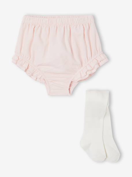 Ensemble bloomer et collants naissance rose pâle - vertbaudet enfant 