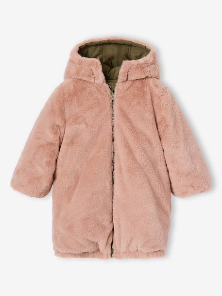 Reversible parka for girls khaki+navy blue - vertbaudet enfant 
