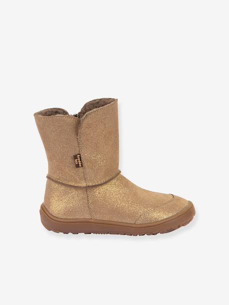 Barefoot TEX SUEDE FRODDO children's boots black+bordeaux red+gold+grey - vertbaudet enfant 