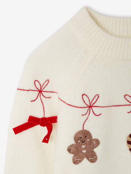 Christmas knitwear with long sleeves for girls ecru - vertbaudet enfant 