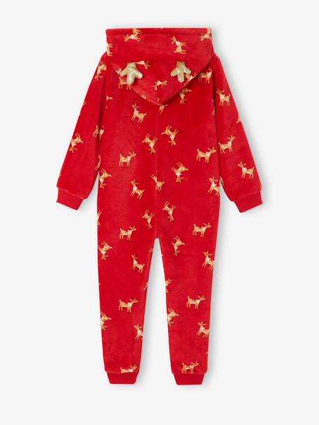 Hooded sleepsuit for girls red - vertbaudet enfant 