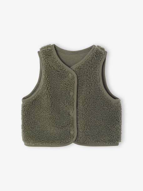 Gilet bébé sherpa à pressions vert - vertbaudet enfant 