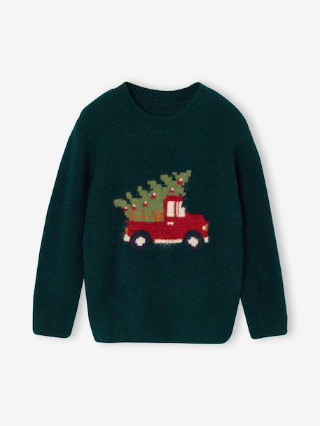 Jacquard jumper with long sleeves for boys dark green - vertbaudet enfant 