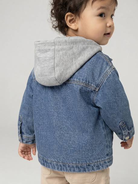 Hooded Denim Shirt for Babies stone - vertbaudet enfant 