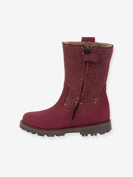 Girls' MAXINE TEX FRODDO boots blush+bordeaux red - vertbaudet enfant 