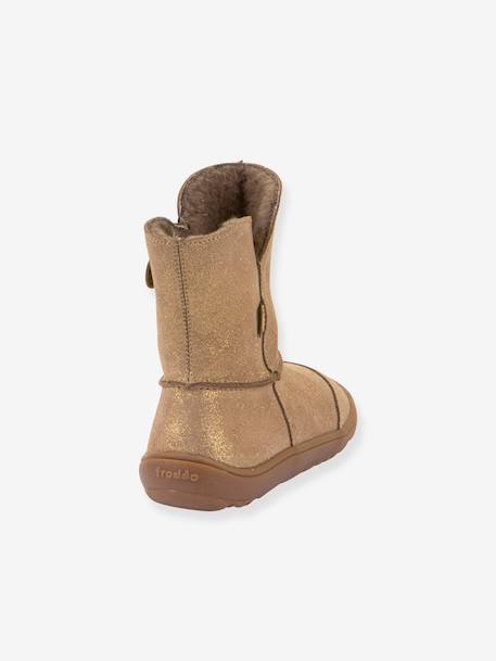 Barefoot TEX SUEDE FRODDO children's boots black+bordeaux red+gold+grey - vertbaudet enfant 