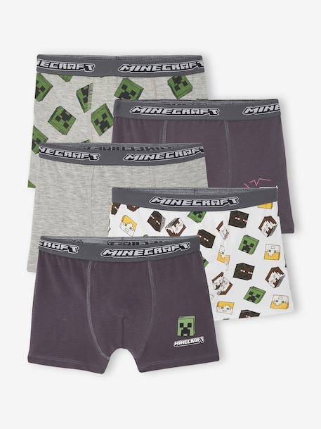 Pack of 5 Minecraft boxer shorts for boys anthracite - vertbaudet enfant 