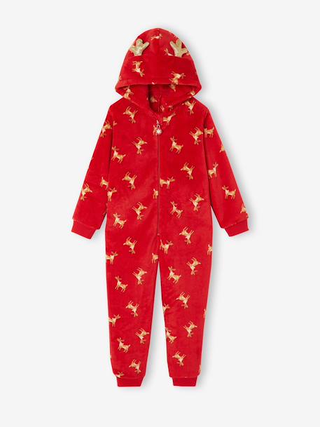 Hooded sleepsuit for girls red - vertbaudet enfant 