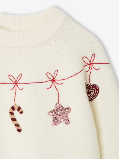 Christmas knitwear with long sleeves for girls ecru - vertbaudet enfant 
