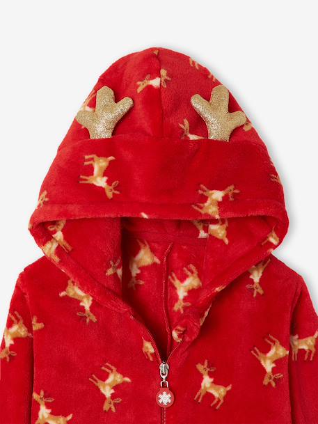 Hooded sleepsuit for girls red - vertbaudet enfant 