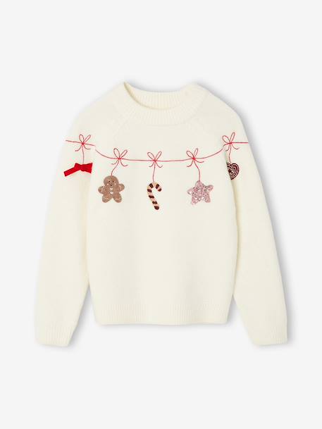 Pull de Noël fille manches longues écru - vertbaudet enfant 