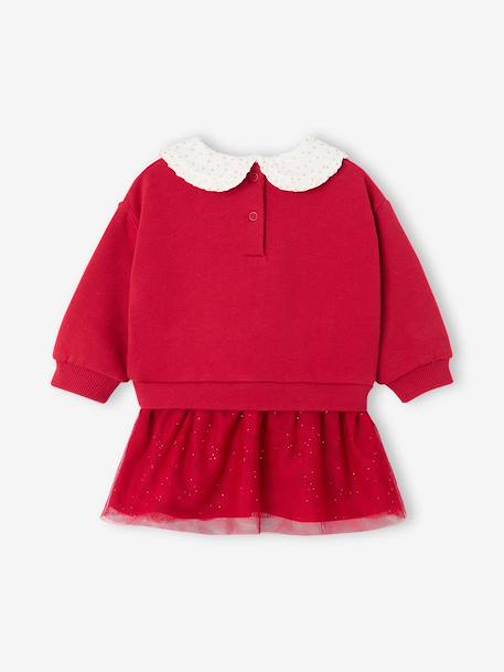 Two-fabric dress for baby girls red - vertbaudet enfant 