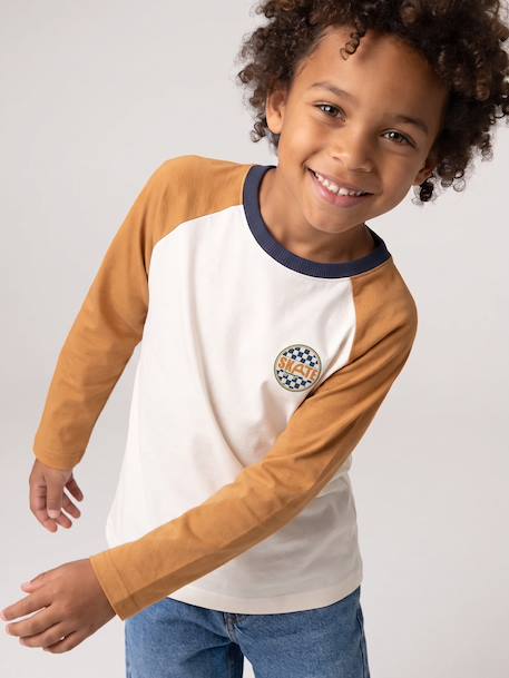 T-shirt manches longues garçon bordeaux+ocre+vert sauge - vertbaudet enfant 