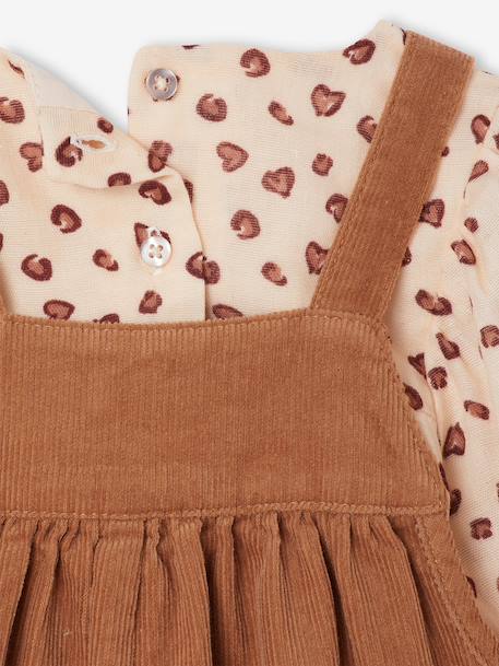 Blouse & Corduroy Dungarees Combo for Baby Girls Dark Blue+hazel - vertbaudet enfant 