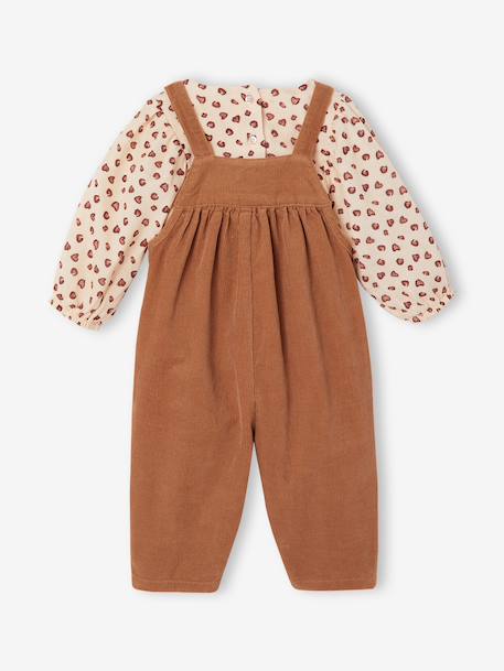 Ensemble blouse et salopette velours bébé fille bleu céleste+hazel - vertbaudet enfant 
