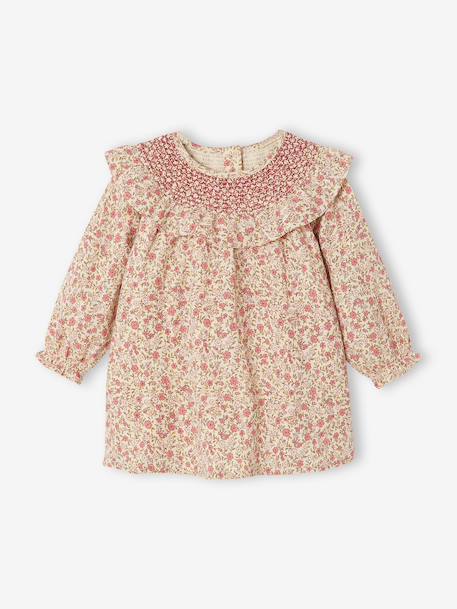 Long-sleeved dress for baby girls ecru - vertbaudet enfant 