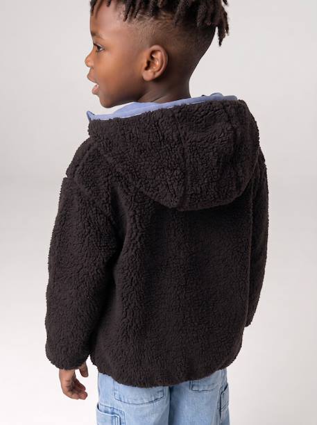 Reversible hooded jacket for boys fir green+grey blue - vertbaudet enfant 