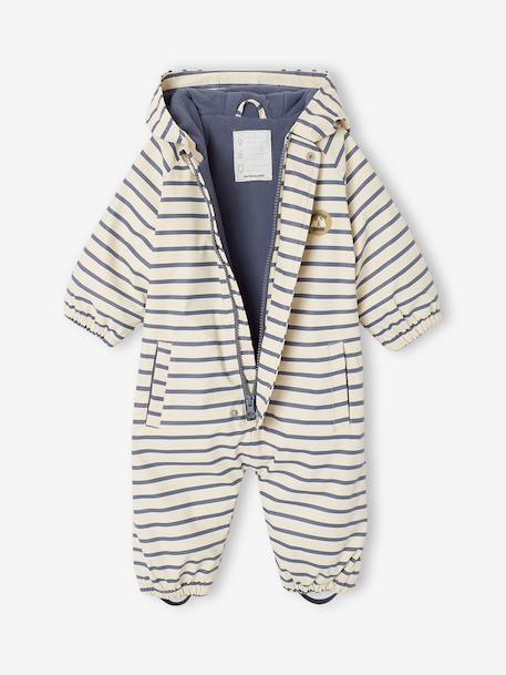 Water-Repellent Pramsuit with Hood, Lined in Polar Fleece, for Babies night blue+sage green+sandy beige - vertbaudet enfant 