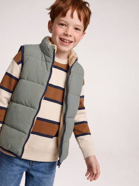 Reversible puffer gilet for boys lichen - vertbaudet enfant 