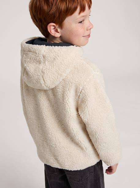 Reversible hooded jacket for boys fir green+grey blue - vertbaudet enfant 
