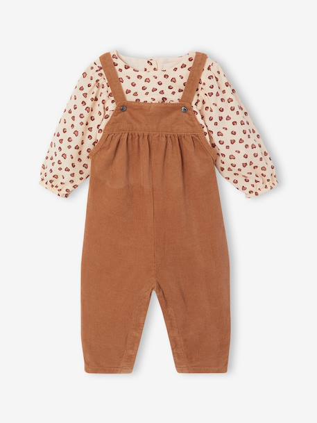 Blouse & Corduroy Dungarees Combo for Baby Girls Dark Blue+hazel - vertbaudet enfant 