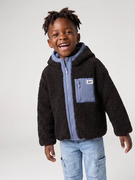 Reversible hooded jacket for boys fir green+grey blue - vertbaudet enfant 