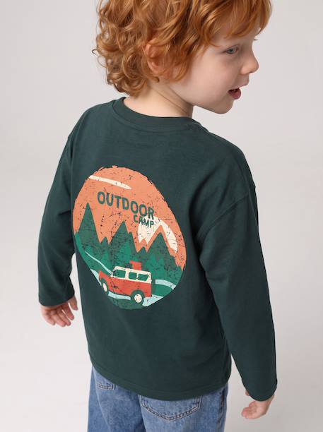 Long-sleeved T-shirt for boys fir green+ocean blue+ochre - vertbaudet enfant 