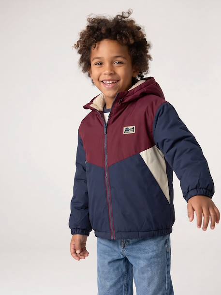 Hooded jacket for boys bordeaux red - vertbaudet enfant 