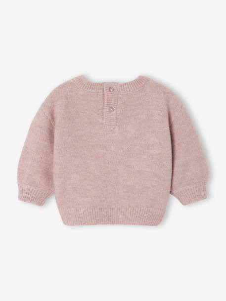 Pull jacquard bébé fille beige chiné+parme - vertbaudet enfant 