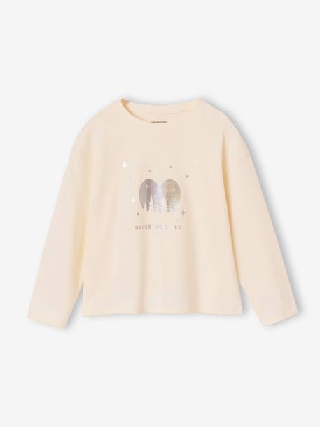 Long-sleeved T-shirt for girls ecru - vertbaudet enfant 