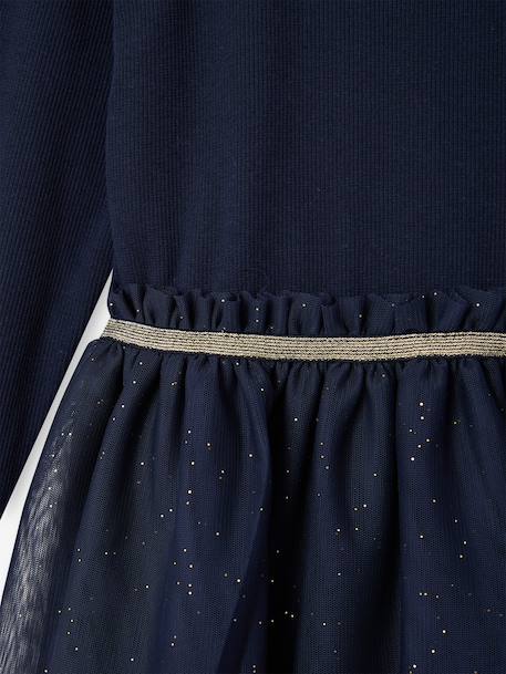 Robe Noël bi-matière jupon en tulle fille écru+marine - vertbaudet enfant 