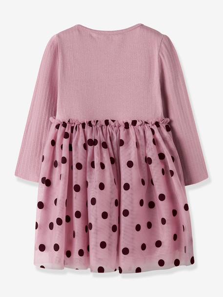 Robe fille en matières mélangées, jupe en tulle à pois name it mauve - vertbaudet enfant 