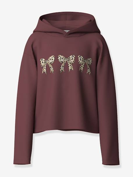 Sweat à capuche avec inscription fille name it bois de rose+chocolat - vertbaudet enfant 