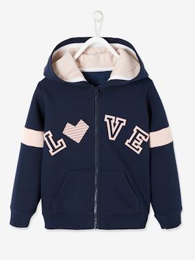 -"Love" Zipped Sports Jacket with Hood for Girls