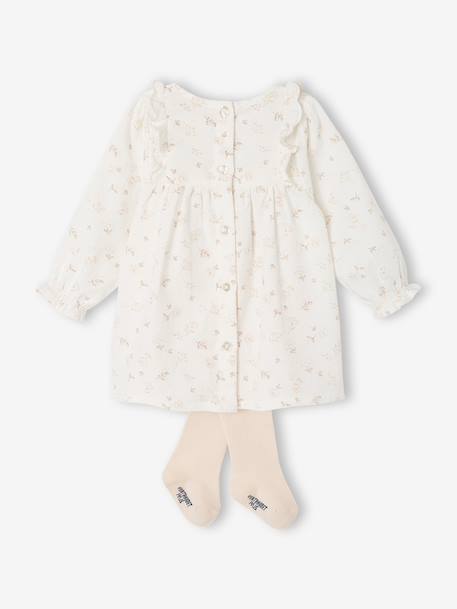 Dress and tights set for baby girls ecru - vertbaudet enfant 