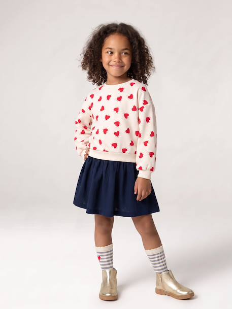 2-in-1-Effect Dress in Dual Fabric anthracite+navy blue+red - vertbaudet enfant 