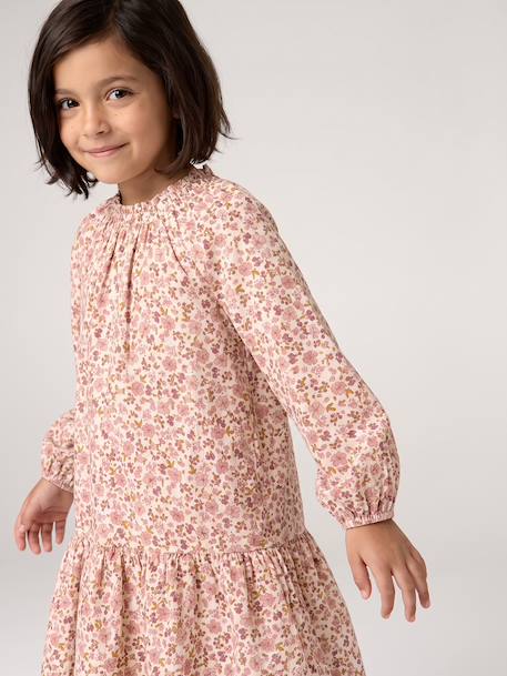 Short dress for girls ecru+khaki - vertbaudet enfant 